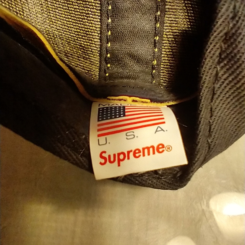 Supreme leather flat brim hat with gold box logo - Picture 13 of 13
